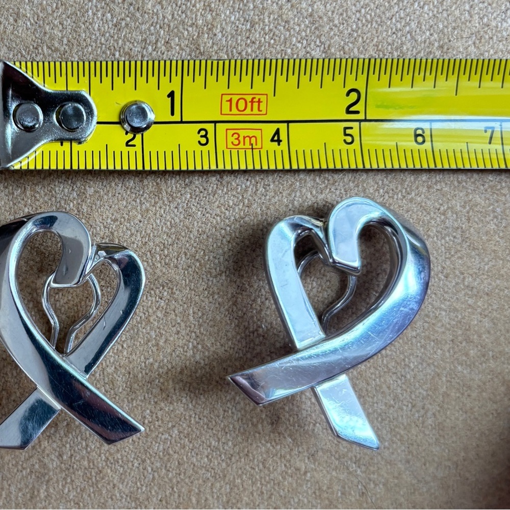 Vintage Paloma Picasso for Tiffany & Co. Sterling Silver Heart Ribbon Earrings